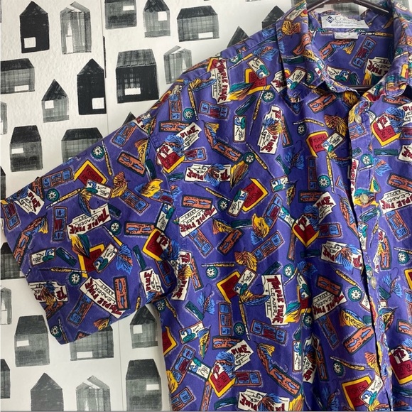 VINTAGE Columbia, men’s fishing, print, casual button-down shirt - Picture 4 of 6